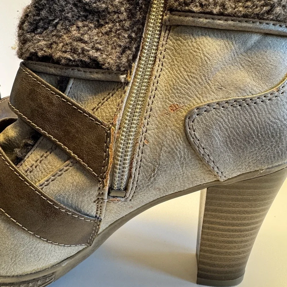 Mustang Womens Boots EU 41 US 10 Block Heel Ankle Zip‎